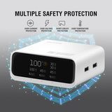 4smarts GaN 100W Bordoplader m. Skærm - 3x USB-C & 2x USB-A - Hvid