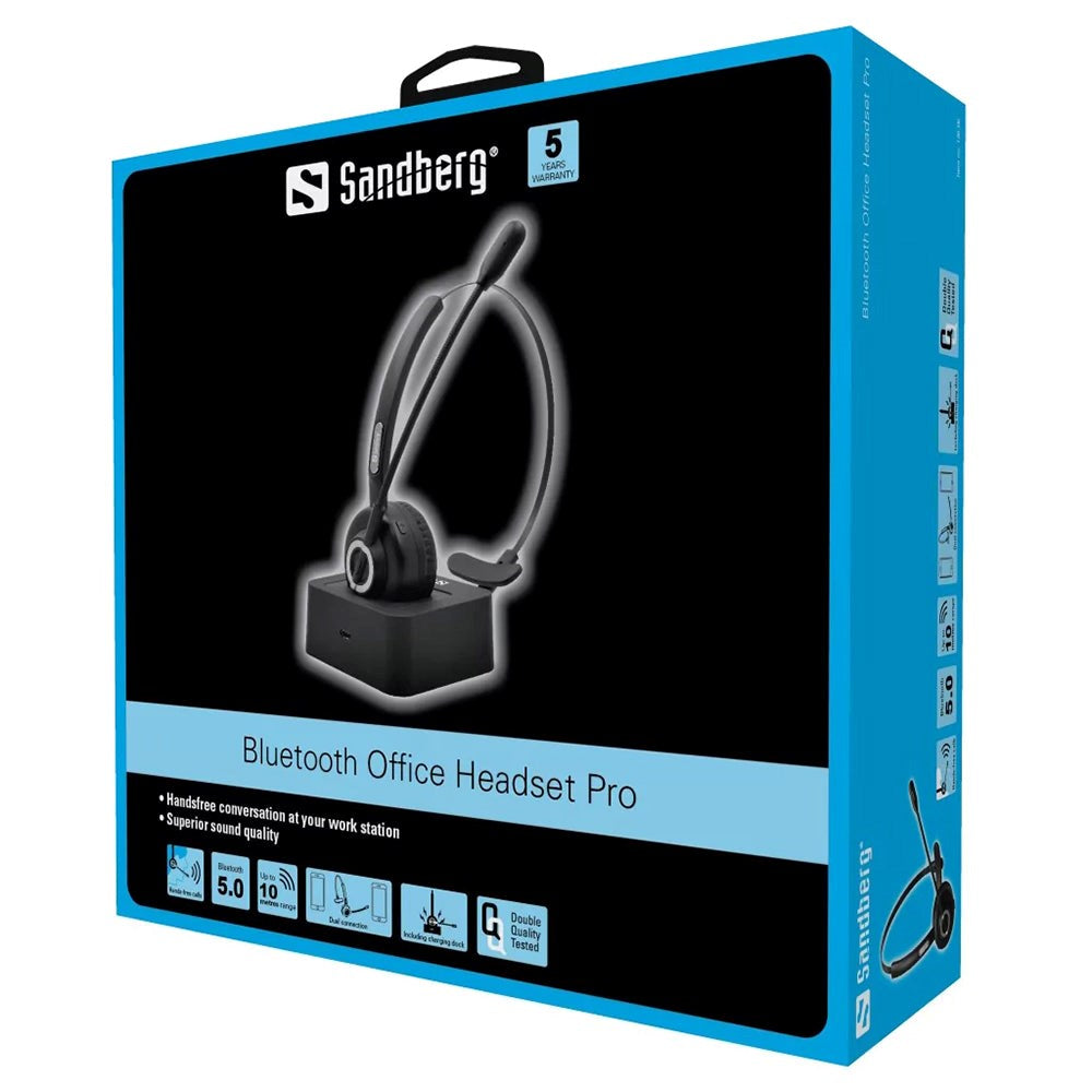 Sandberg Bluetooth Office Headset Pro m. Mikrofon - Sort