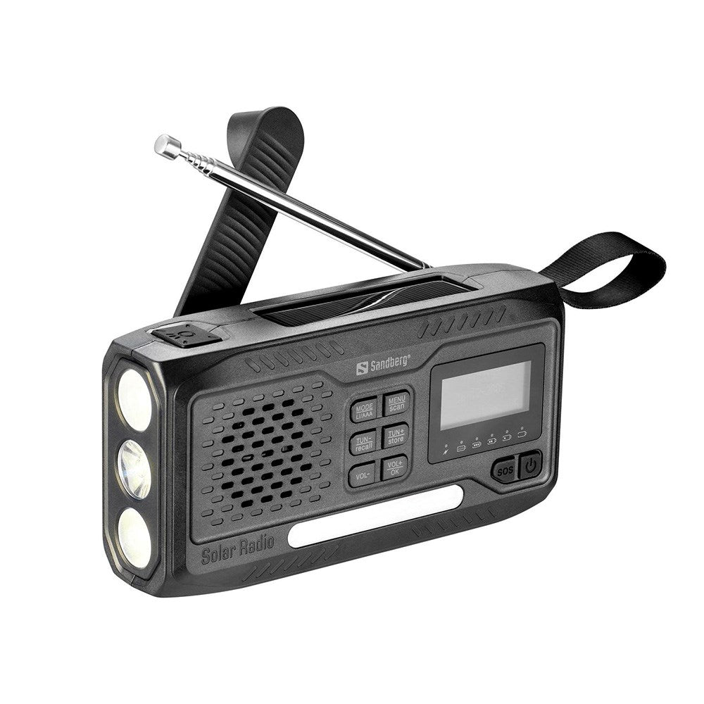 Sandberg Active Survivor Nødradio - 4500mAh Solcelle Powerbank - DAB / FM-Radio - Sort