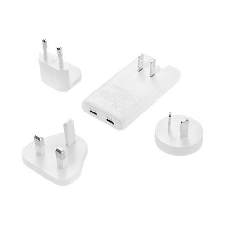 Sandberg 4-i-1 Rejse Vægoplader - 2x USB-C - 65W - EU / UK / AUS - Hvid
