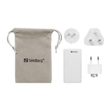 Sandberg 4-i-1 Rejse Vægoplader - 2x USB-C - 65W - EU / UK / AUS - Hvid