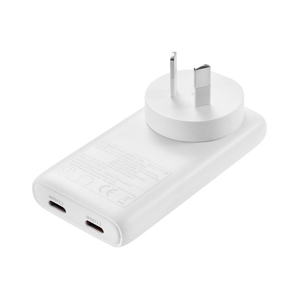 Sandberg 4-i-1 Rejse Vægoplader - 2x USB-C - 65W - EU / UK / AUS - Hvid