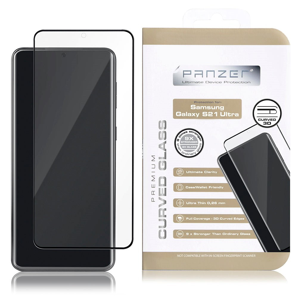 Samsung Galaxy S21 Ultra PANZER Premium Full-Fit Glass - Sort Ramme