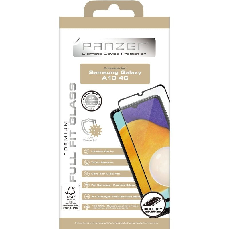 Samsung Galaxy A13 (4G) PANZER Premium Full-Fit Glass - Hærdet Glas - Sort Kant