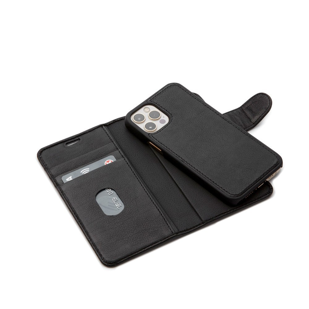 Trunk iPhone 12 Pro Max Ægte Læder Cover - 2-i-1 Design - Sort