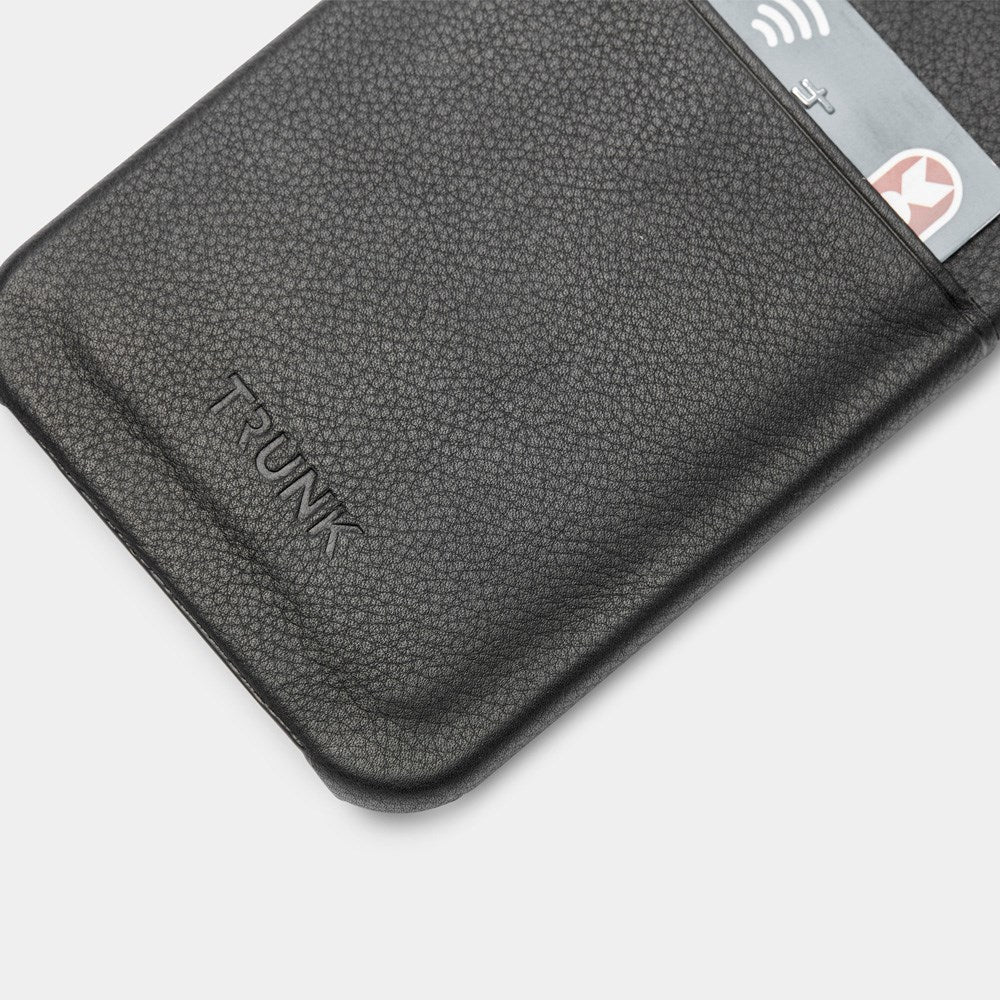 Trunk iPhone 13 Ægte Læder Mobil Cover m. Kortlomme - Sort