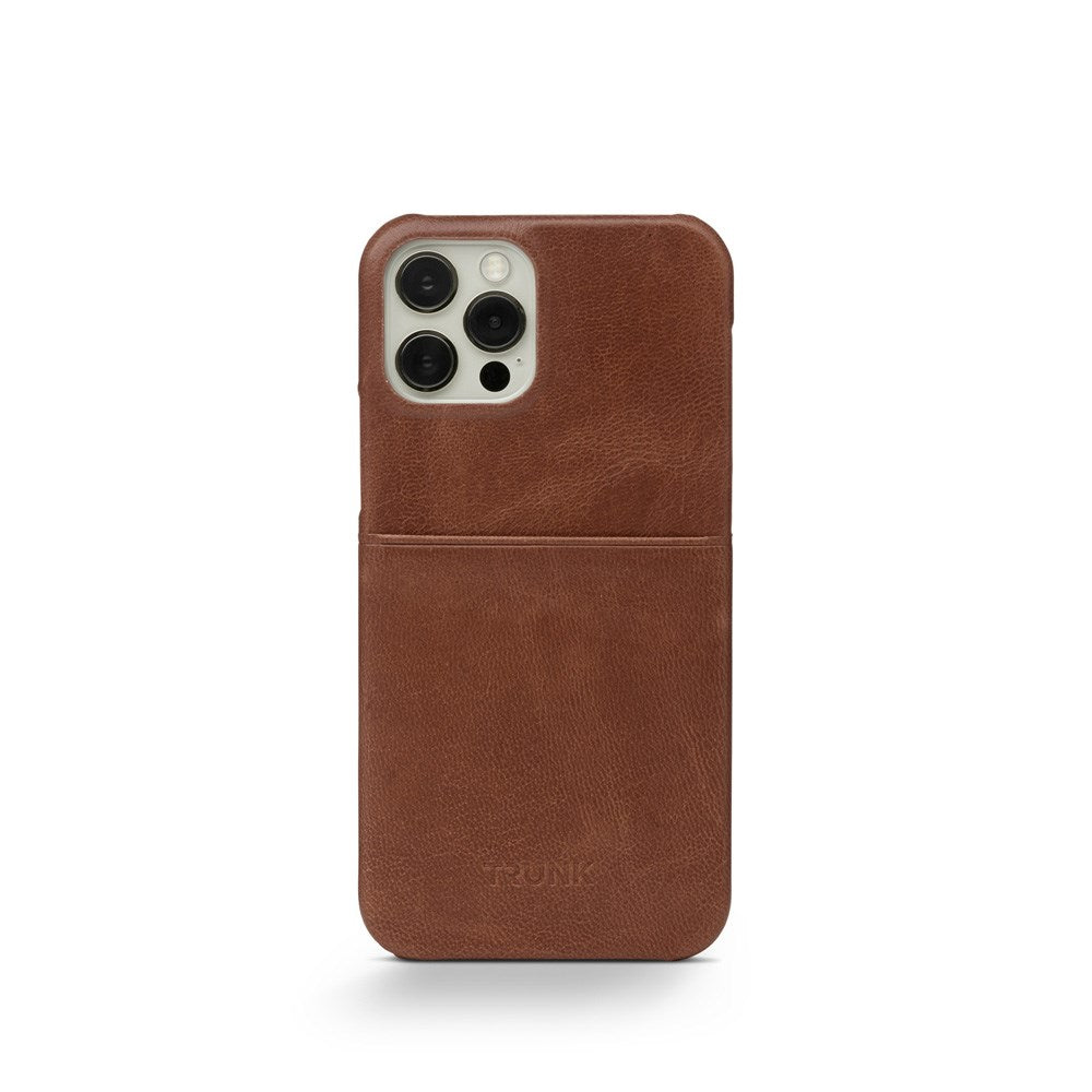 Trunk iPhone 13 Ægte Læder Mobil Cover m. Kortlomme - Brun