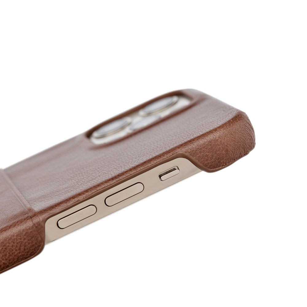 Trunk iPhone 13 Ægte Læder Mobil Cover m. Kortlomme - Brun