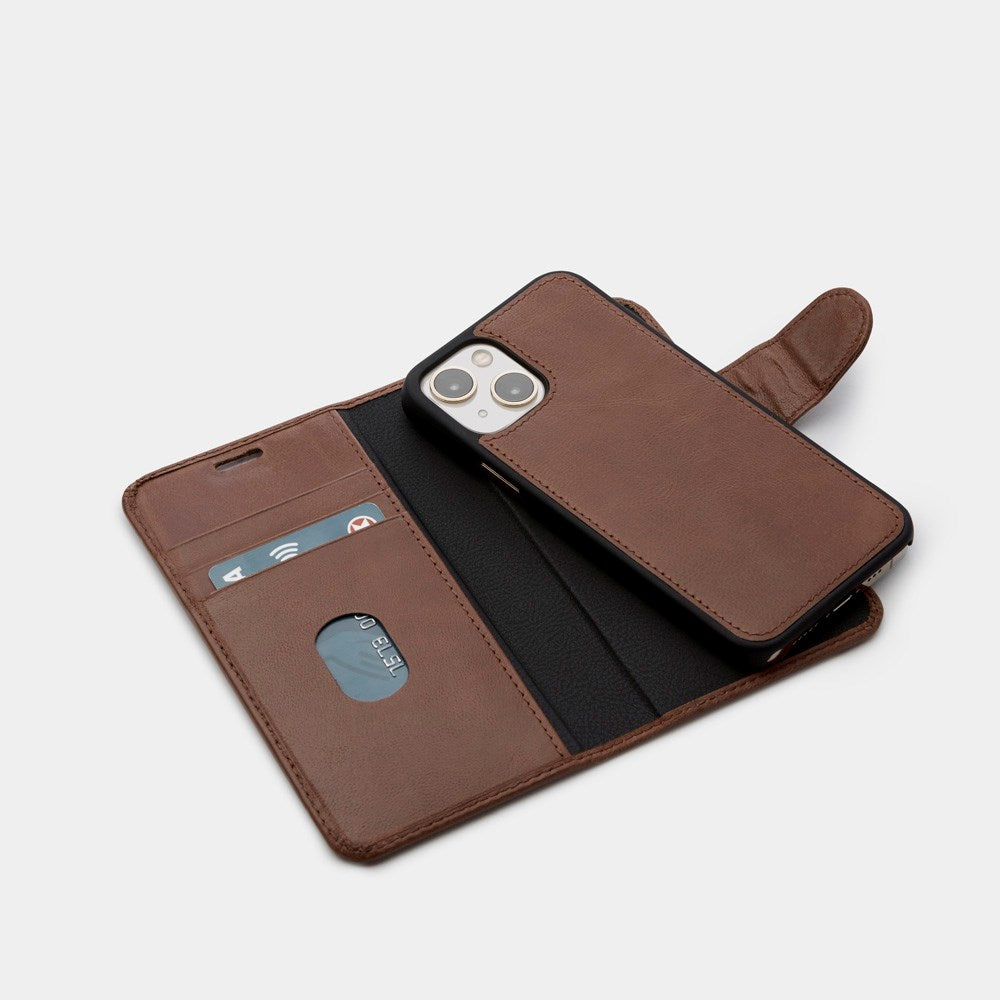 Trunk iPhone 13 Ægte Læder Cover - 2-i-1 Design - Brun