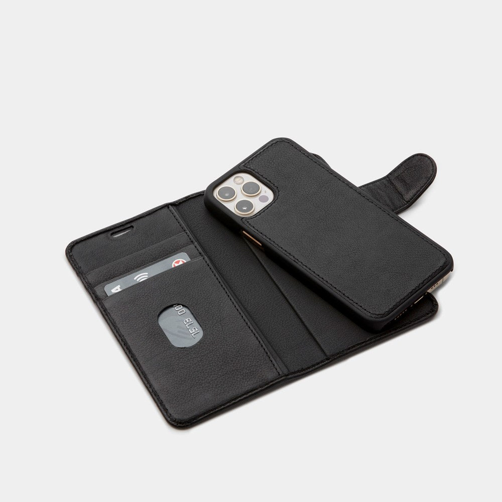 Trunk iPhone 13 Pro Max Ægte Læder Cover - 2-i-1 Design - Sort
