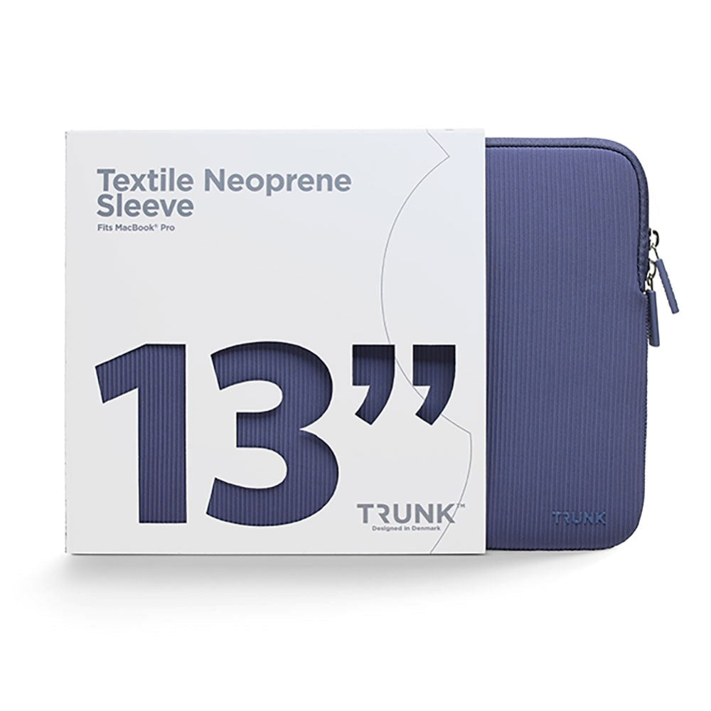 Trunk Neopren Sleeve Til MacBook & Laptop 13" m. Riflet Design (32 x 22,5 x 2 cm) - Blueberry