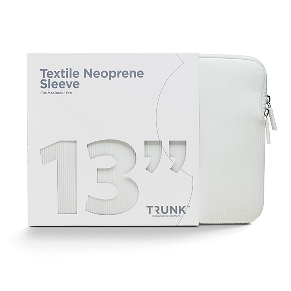 Trunk Neopren Sleeve Til MacBook & Laptop 13" m. Riflet Design (32 x 22,5 x 2 cm) - Moonlight White