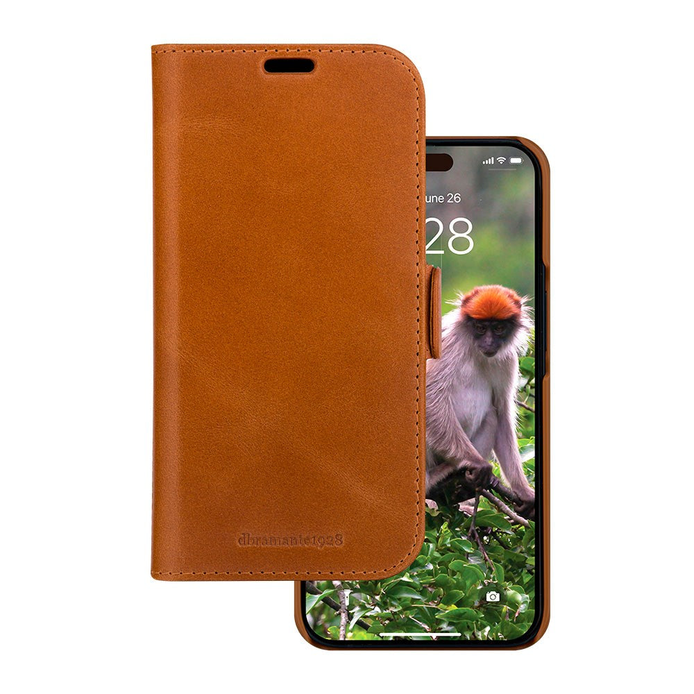 iPhone 15 Plus dbramante1928 Lynge Ægte Læder Magnet Flip Cover - Tan