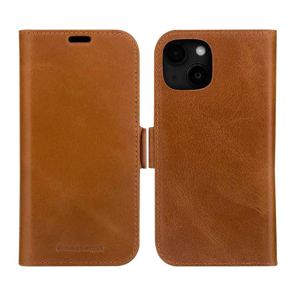 iPhone 15 dbramante1928 Lynge Ægte Læder Magnet Flip Cover - Tan