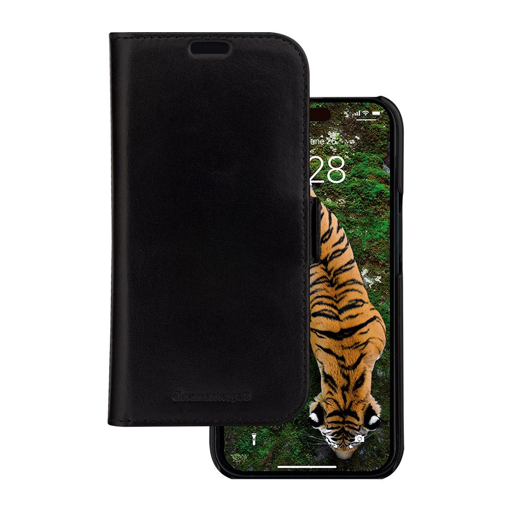 iPhone 15 Plus dbramante1928 Lynge Ægte Læder Magnet Flip Cover - Black