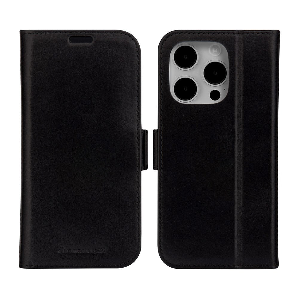 iPhone 15 Pro dbramante1928 Copenhagen Slim Ægte Læder Flip Cover m. Pung - Black