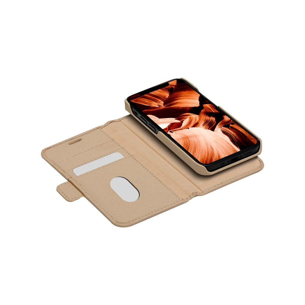 iPhone 12 Mini - dbramante1928 New York 2-i-1 Ægte Læder Flip Cover - Sahara Sand