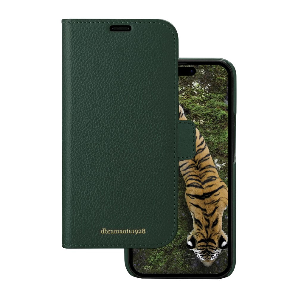iPhone 15 Plus - dbramante1928 New York 2-i-1 Ægte Læder Flip Cover - Evergreen