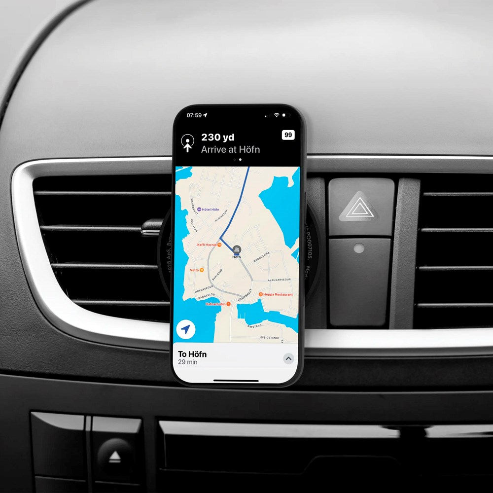 dbramante1928 - Magnetisk Mobilholder til Bil - Ventilationsanlæg - MagSafe Kompatibel - Sort