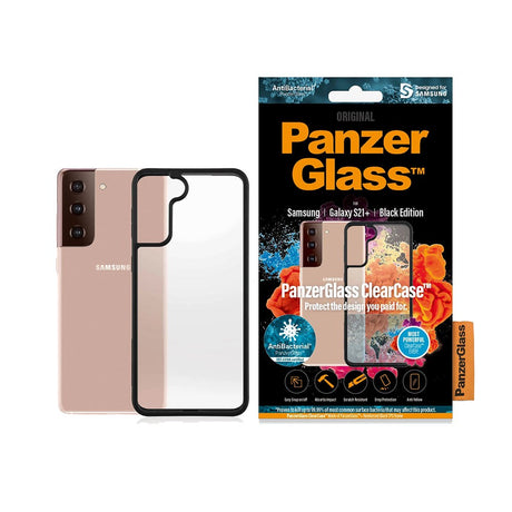 Samsung Galaxy S21+ (Plus) Cover PanzerGlass ClearCase m. Sorte Kanter