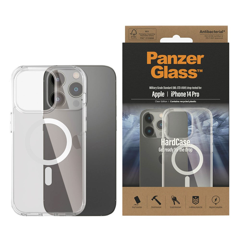 iPhone 14 Pro Bagside Cover PanzerGlass HardCase Antibakteriel - MagSafe Kompatibel - Gennemsigtig