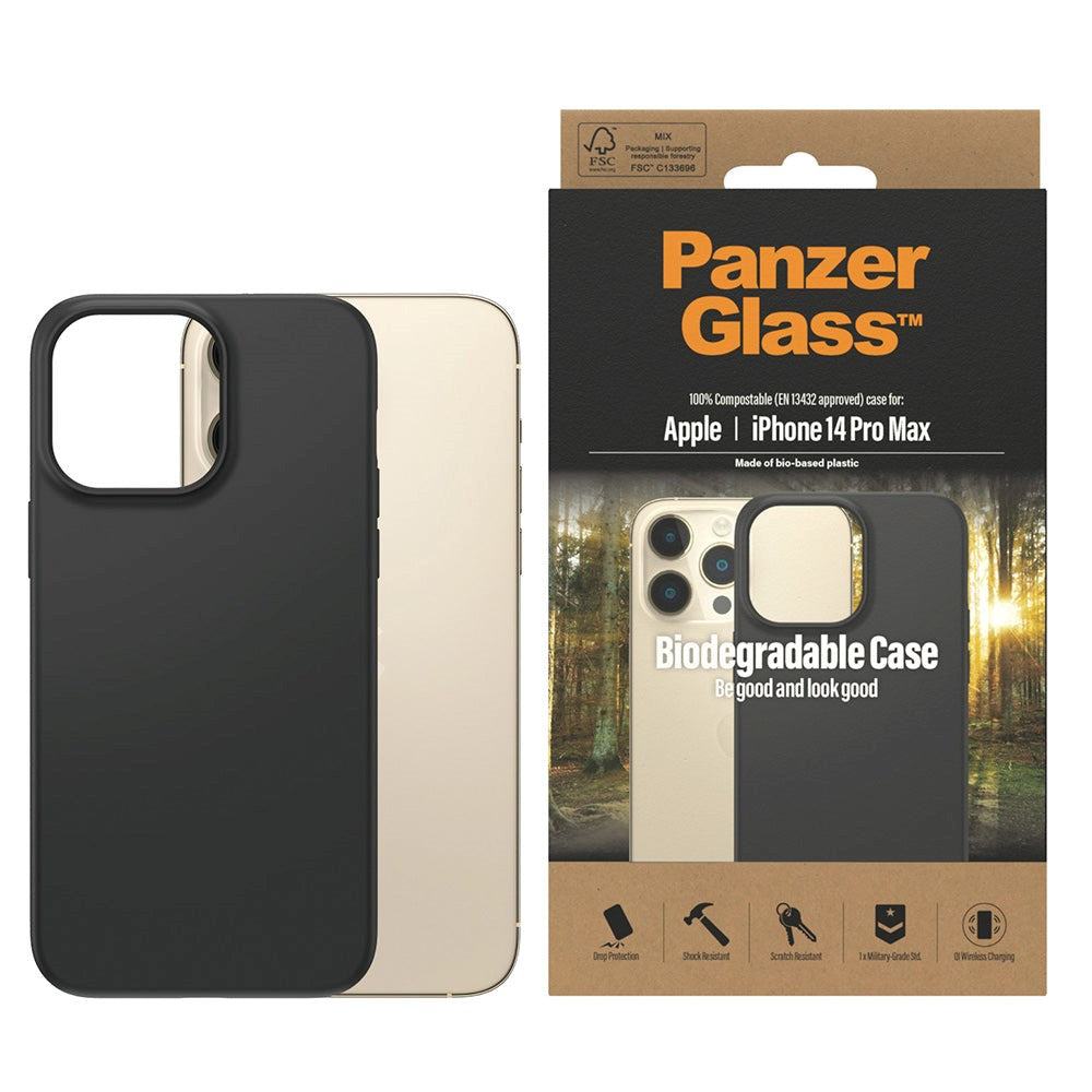 iPhone 14 Pro Max PanzerGlass Biodegradeable Case - 100% Plantebaseret - Sort