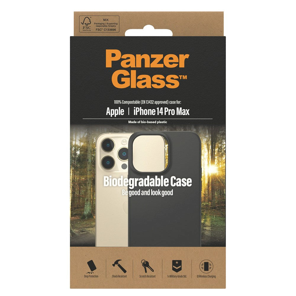 iPhone 14 Pro Max PanzerGlass Biodegradeable Case - 100% Plantebaseret - Sort