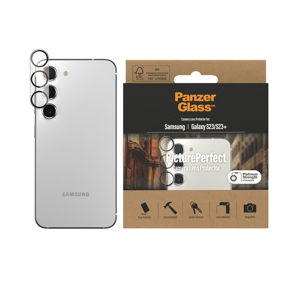 Samsung Galaxy S23 / S23+ (Plus) PanzerGlass PicturePerfect - Kamerabeskyttelsesglas - Gennemsigtig / Sort