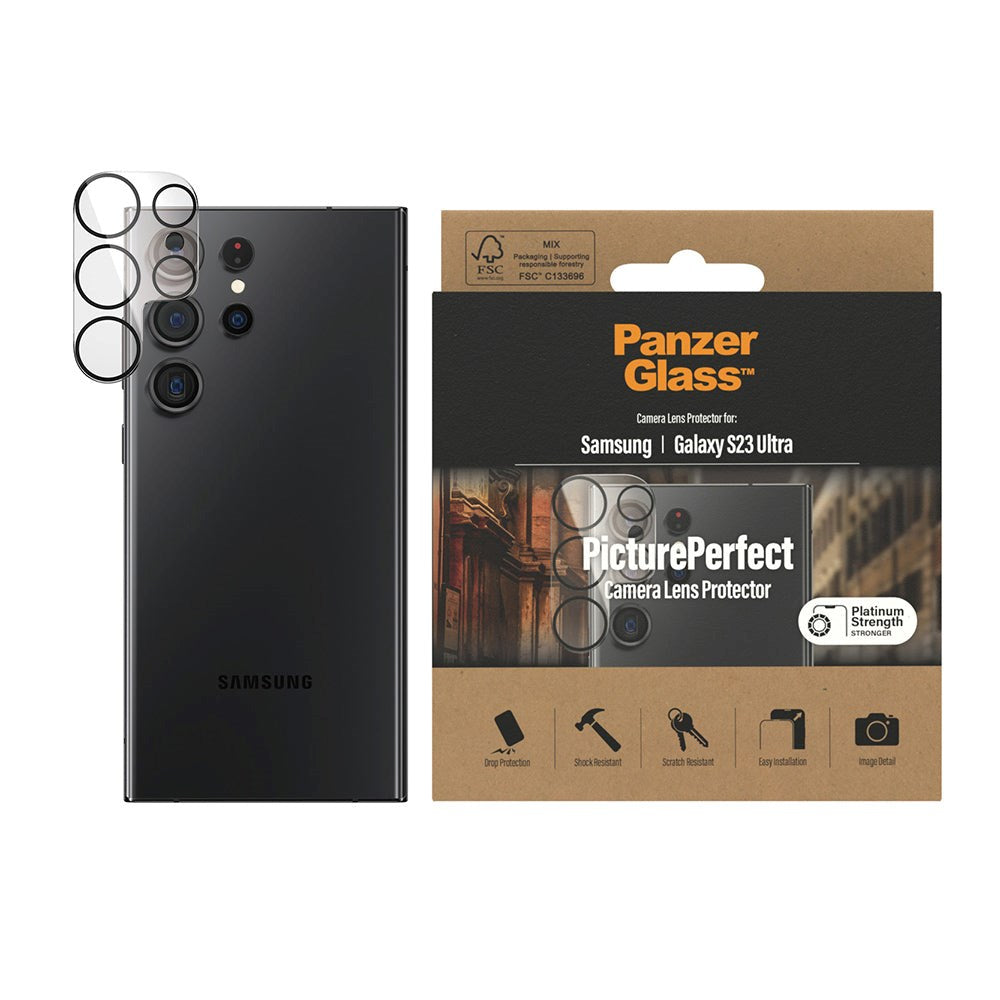 Samsung Galaxy S23 Ultra PanzerGlass PicturePerfect - Kamerabeskyttelsesglas - Gennemsigtig / Sort