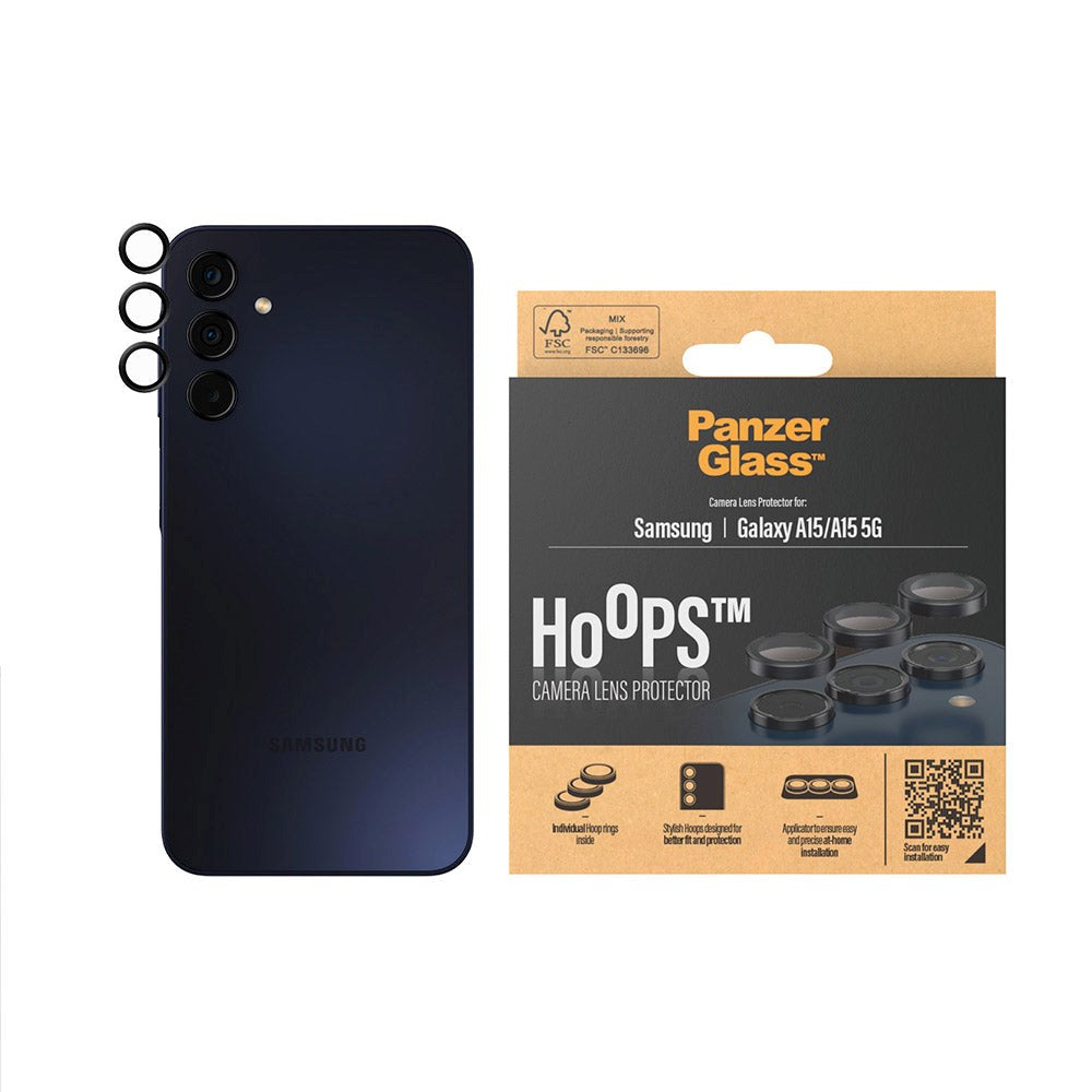 Samsung Galaxy A15 / A15 (5G) PanzerGlass Hoops - Beskyttelse til Kamera - Gennemsigtig / Sort