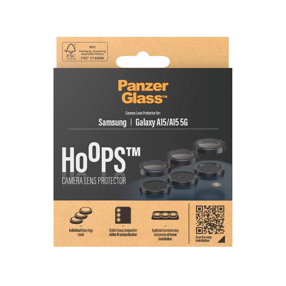 Samsung Galaxy A15 / A15 (5G) PanzerGlass Hoops - Beskyttelse til Kamera - Gennemsigtig / Sort