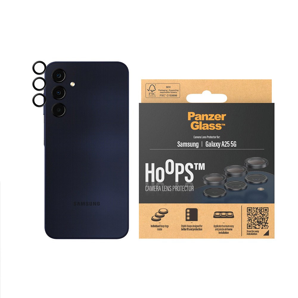 Samsung Galaxy A25 (5G) PanzerGlass Hoops - Beskyttelse til Kamera - Gennemsigtig / Sort