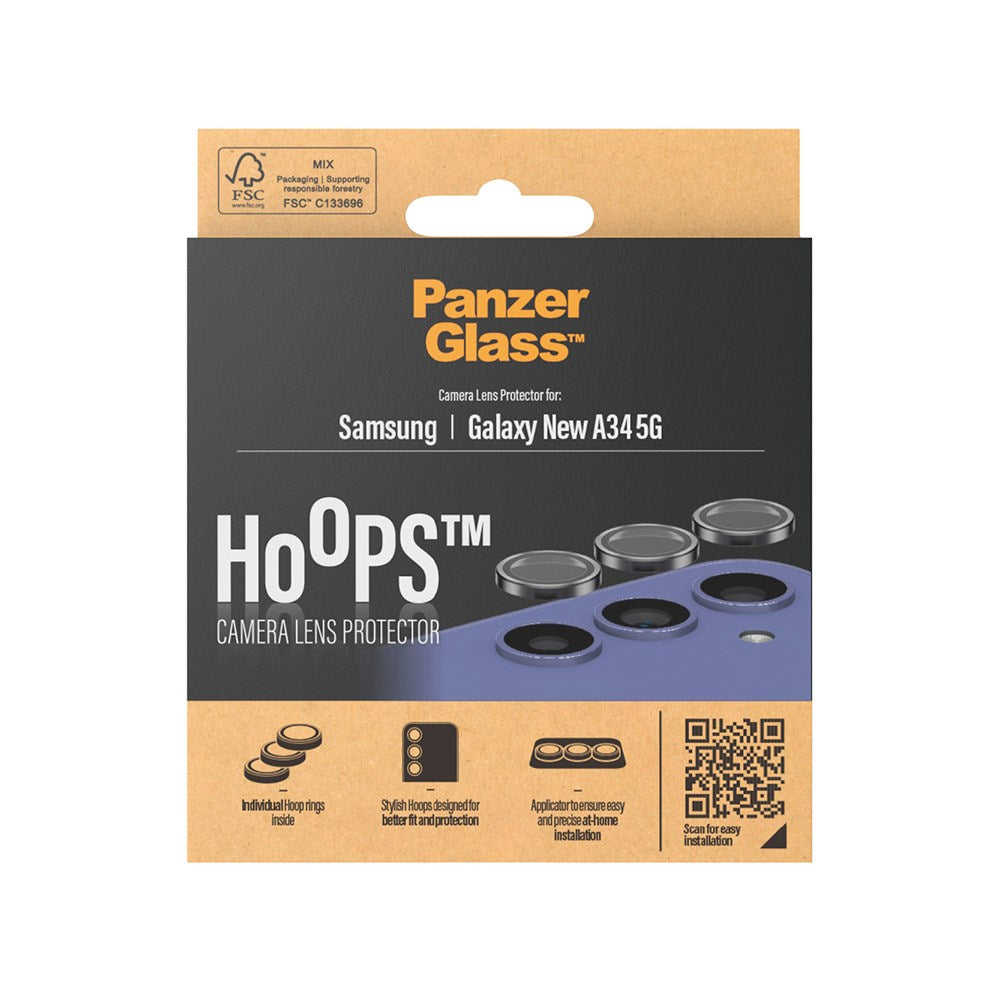 Samsung Galaxy A35 (5G) PanzerGlass Hoops - Beskyttelse til Kamera - Gennemsigtig / Sort