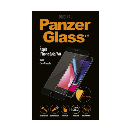 iPhone 6/6s/7/8/SE (2020/2022)/7/8 PanzerGlass Edge-To-Edge Skærmbeskyttelse - Case Friendly - Sort