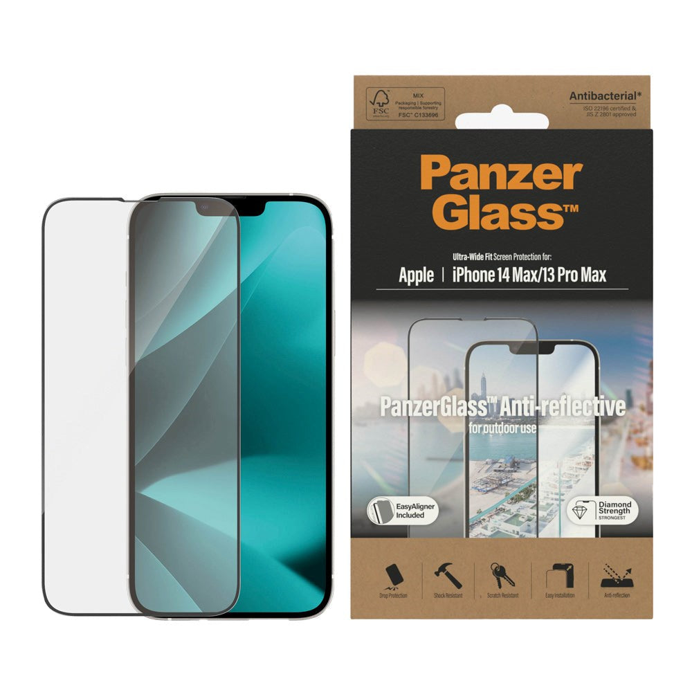 iPhone 14 Plus / 13 Pro Max PanzerGlass AntiBacterial Ultra Wide Fit Skærmbeskyttelsesglas - Anti-reflective - EasyAligner - Diamond Strength