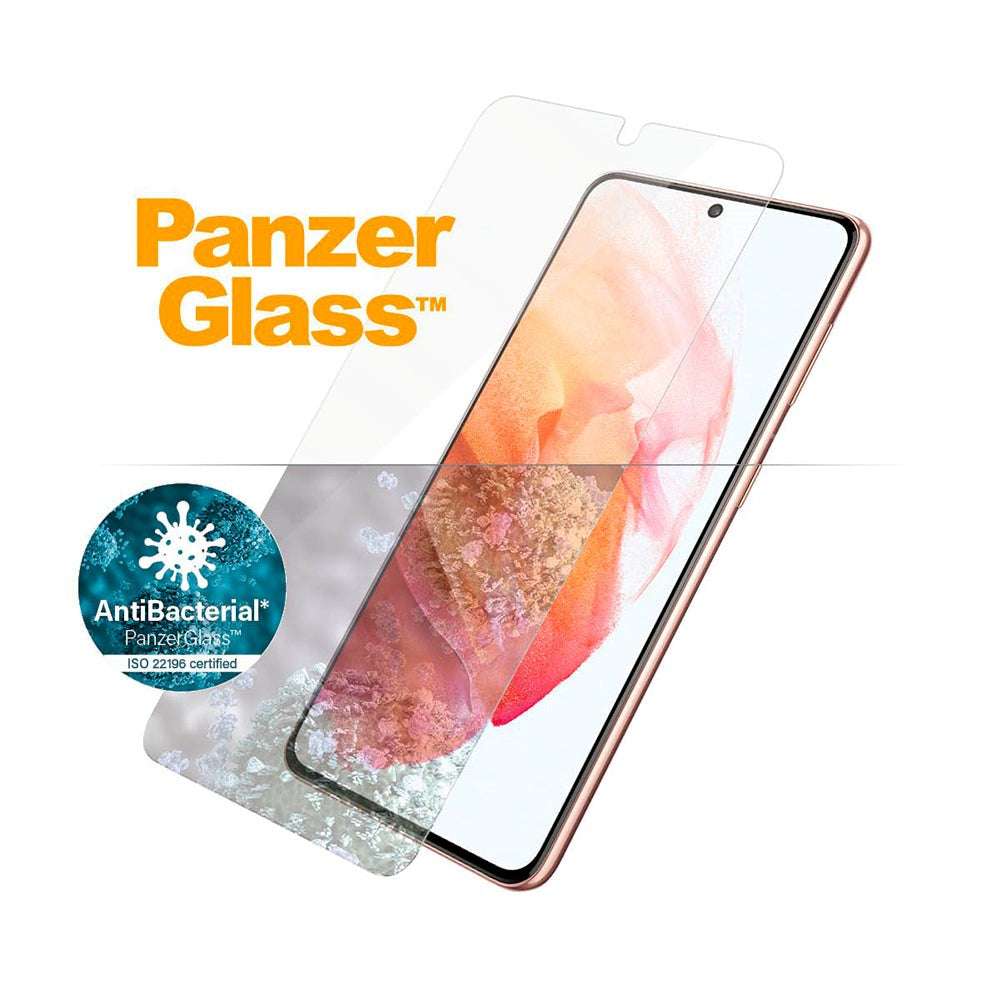 Samsung Galaxy S21 PanzerGlass AntiBacterial Edge-to-Edge Ultrasonic Fingerprint Beskyttelsesglas - Case Friendly - Gennemsigtig