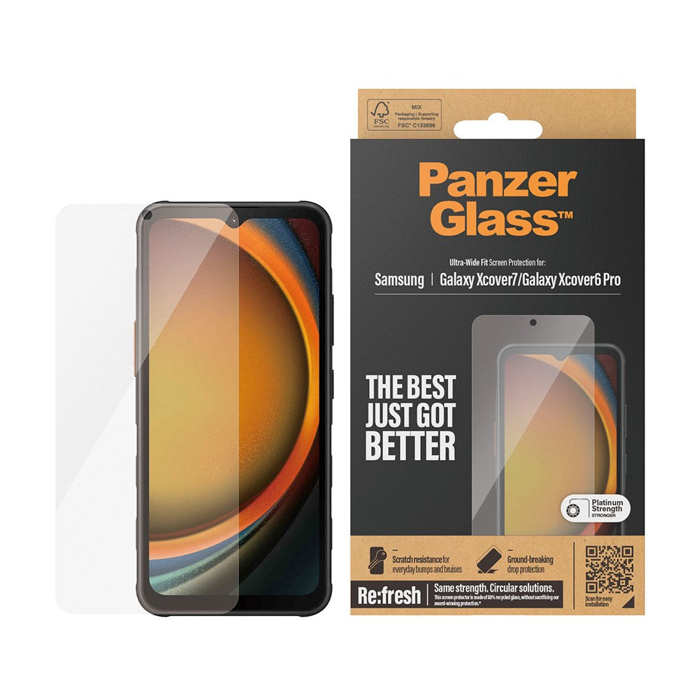 Samsung Galaxy Xcover 7 / Xcover 6 Pro PanzerGlass Ultra Wide Fit Re:fresh Beskyttelsesglas - Platinum Strength - Gennemsigtig