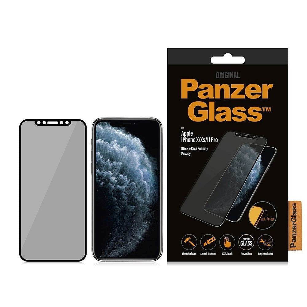 iPhone 11 Pro / X / XS PanzerGlass Edge-To-Edge Skærmbeskyttelse - Case Friendly - Privacy - Sort