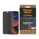 iPhone 14 Pro Max PanzerGlass AntiBacterial Ultra-Wide Fit Skærmbeskyttelsesglas - Privacy - Diamond Strength - Gennemsigtig / Sort