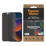 iPhone 14 Pro Max PanzerGlass AntiBacterial Ultra-Wide Fit Skærmbeskyttelsesglas - EasyAligner - Privacy Filter - Diamond Strength - Gennemsigtig / Sort