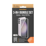 Samsung Galaxy S24+ (Plus) PanzerGlass 3-i-1 Bundle m. EasyAligner - Skærmbeskyttelse (UWF) / D3O Bio Hardcase Cover / Hoops Kamerabeskyttelse - Gennemsigtig / Sort