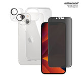 iPhone 14 PanzerGlass 3-i-1 Bundle m. EasyAligner - Privacy Skærmbeskyttelse (UWF) / Bagsidecover / Kamerabeskyttelse - Gennemsigtig