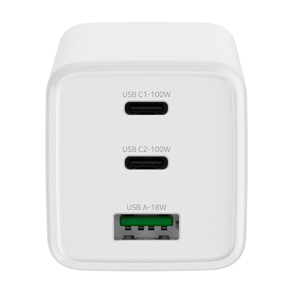 Xceed 100W GaN Multifunktionel Vægoplader - 2 x USB-C - 1 x USB-A - Hvid