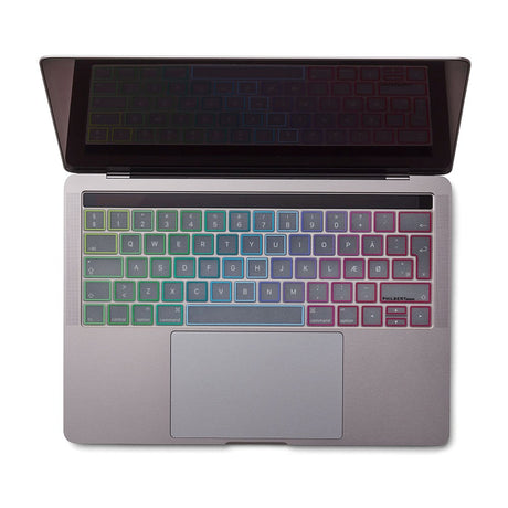 Philbert MacBook Touch Bar 13" / 15" Keyboard Cover m. Dansk Tastatur - Transparent / Rainbow