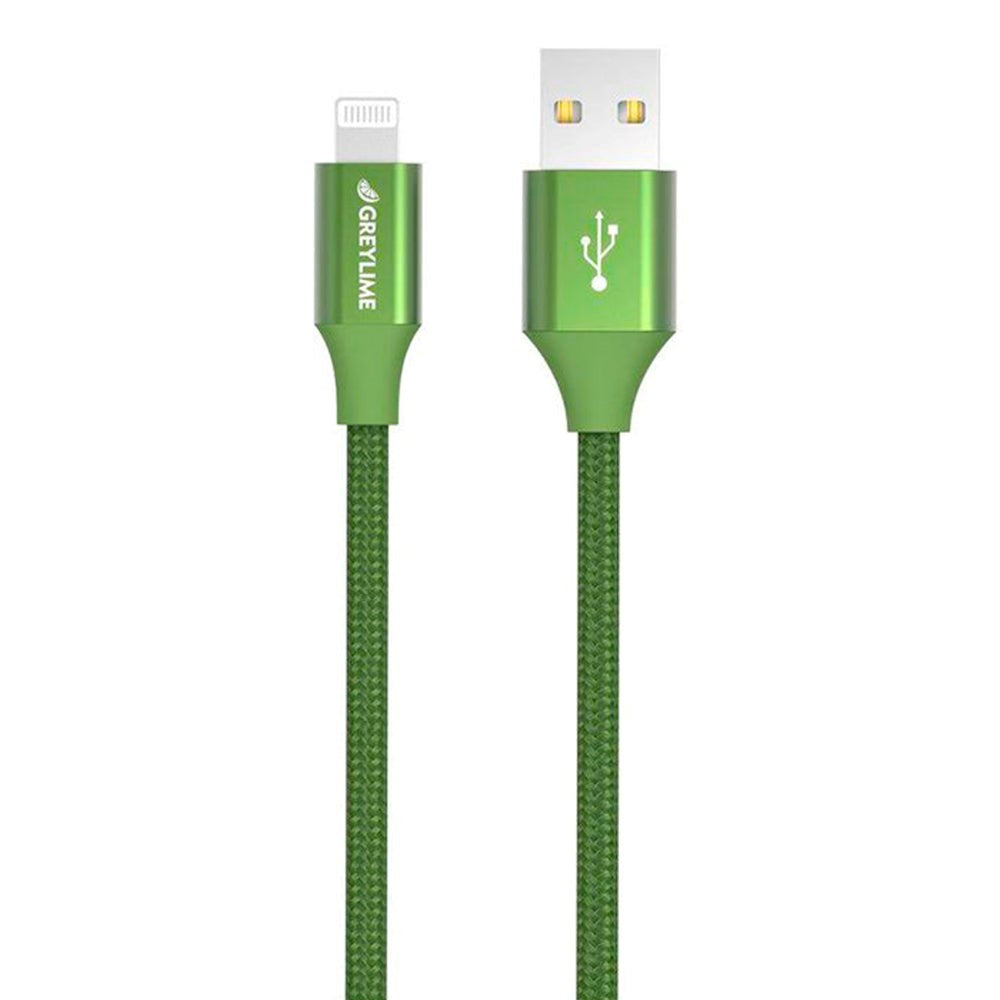 GreyLime Braided USB-A til Lightning Kabel 2 meter - Grøn