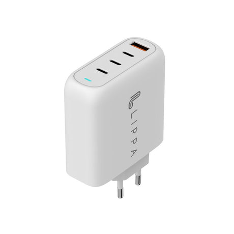 Lippa PD 100W Vægoplader GaN m. 3 x USB-C & 1 x USB-A - Hvid