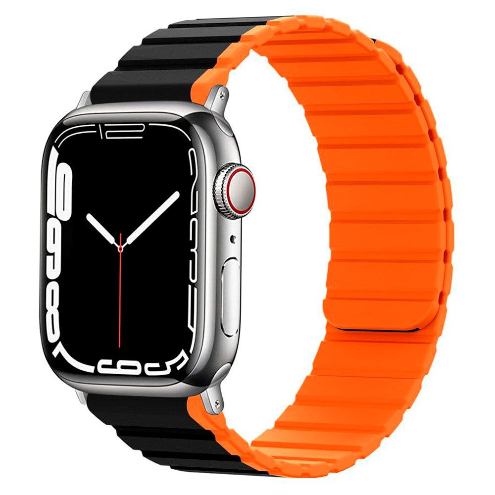 Lippa Apple Watch (38/40/SE/41/42mm) Magnetisk Silikone Multi Rem - Sort / Orange