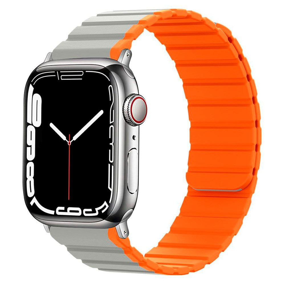 Lippa Apple Watch (38/40/SE/41/42mm) Magnetisk Silikone Multi Rem - Grå / Orange