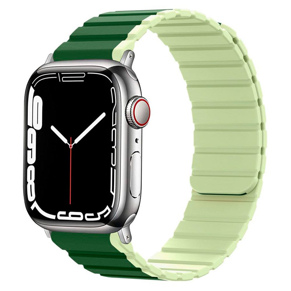 Lippa Apple Watch (38/40/SE/41/42mm) Magnetisk Silikone Multi Rem - Mørkegrøn / Lysegrøn