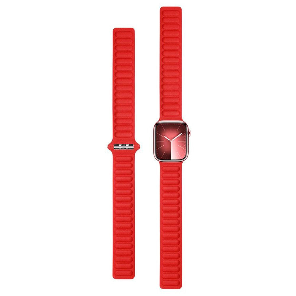 Lippa Apple Watch (42/44/SE/45/46/49mm) Magnetisk Læder Rem - Rød